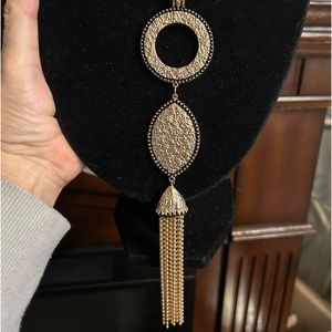 Erica Lyons Long Goldtone Necklace w Tassle NWT